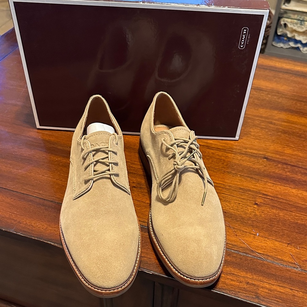 Coach Men's Taupe Suede Oxfords